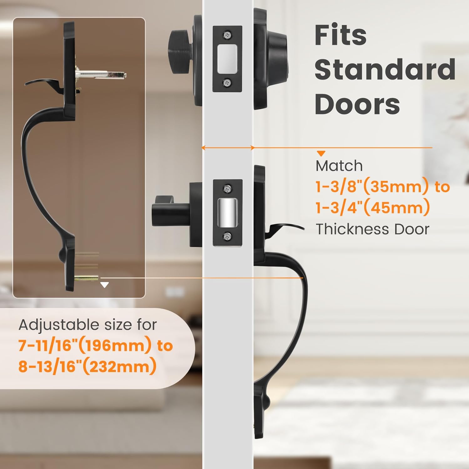 Secure Front Door Handle Set for Exterior Doors