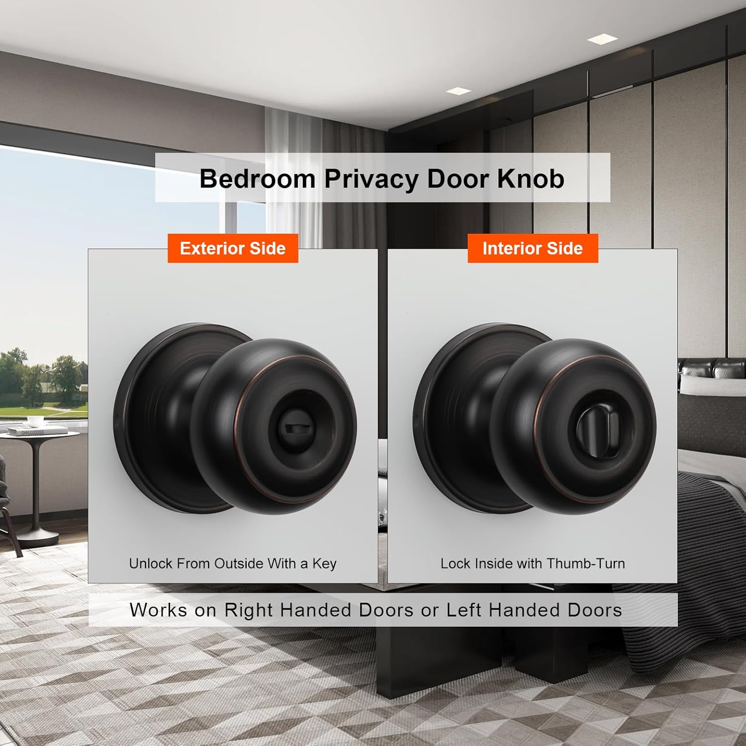 HaidmsOil Rubbed Bronze Door Knobs 4-Piece Keyless Privacy Door Set