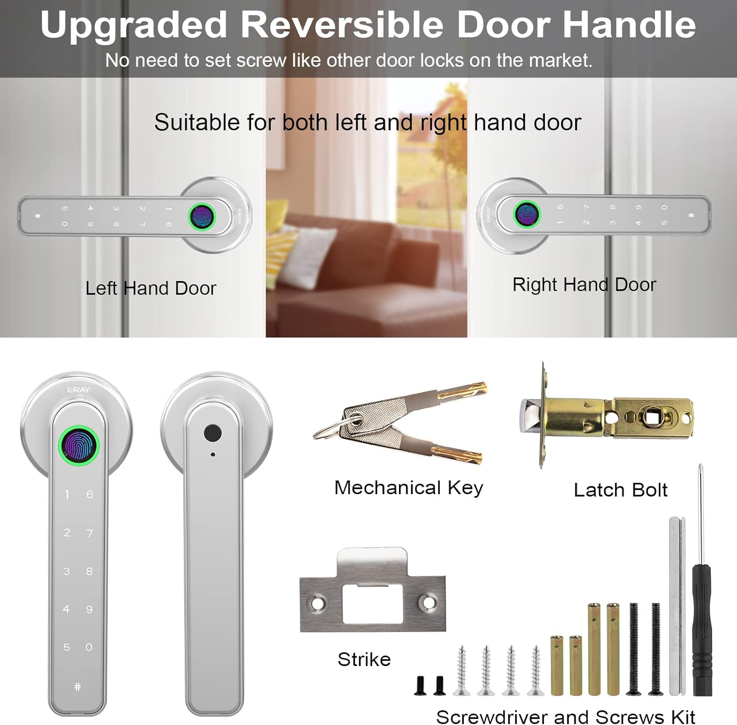 ERAY Smart Door Lock Set with Fingerprint Keypad Security