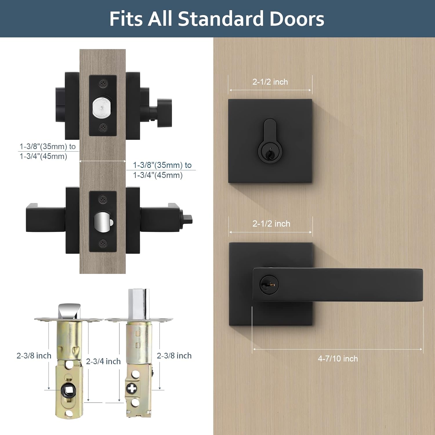 EHomeWare 2 Set Entry Lever Door Handle Deadbolt Lock Set