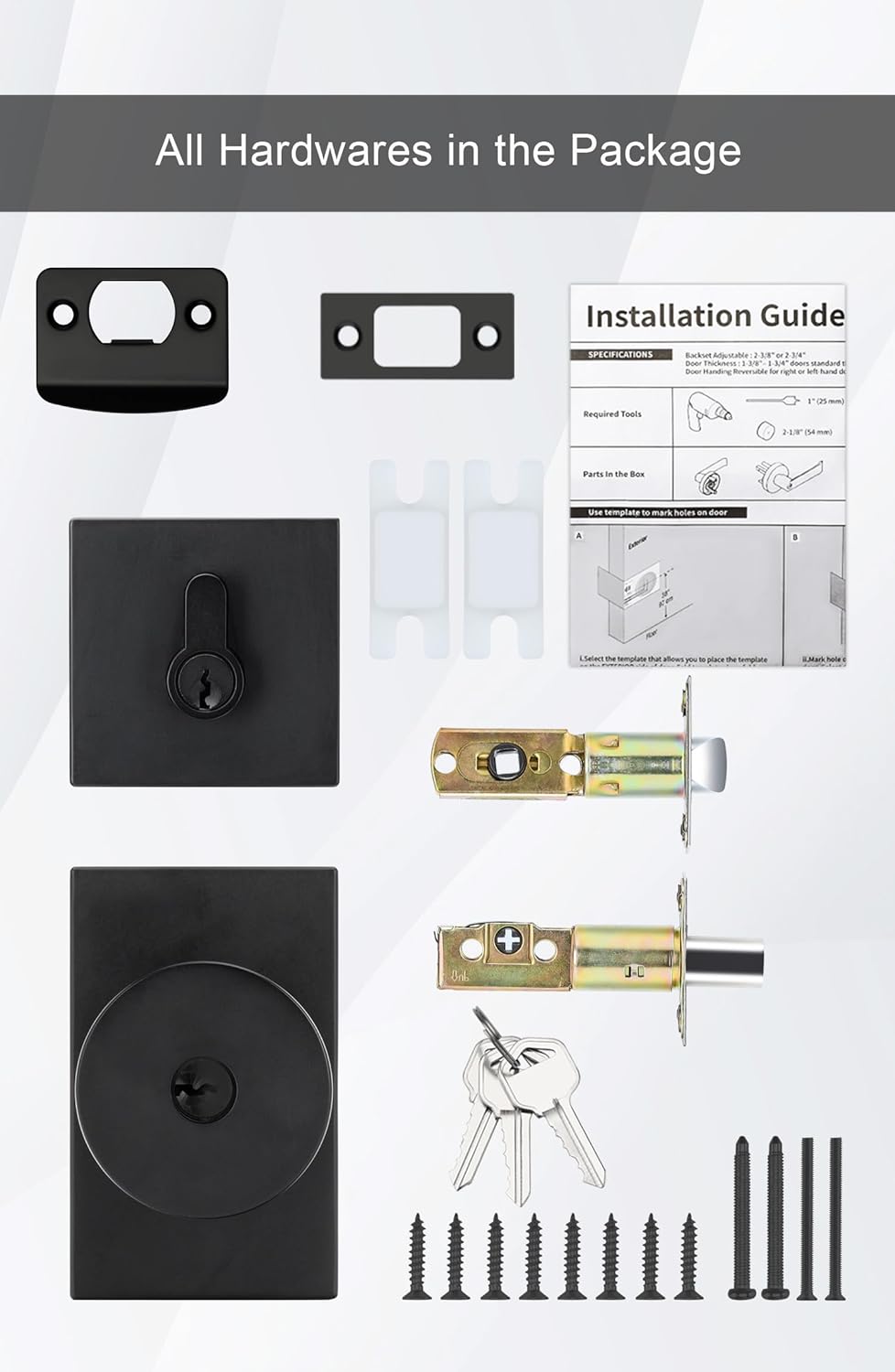 GoldenWarm Black Door Knob with Deadbolt Set
