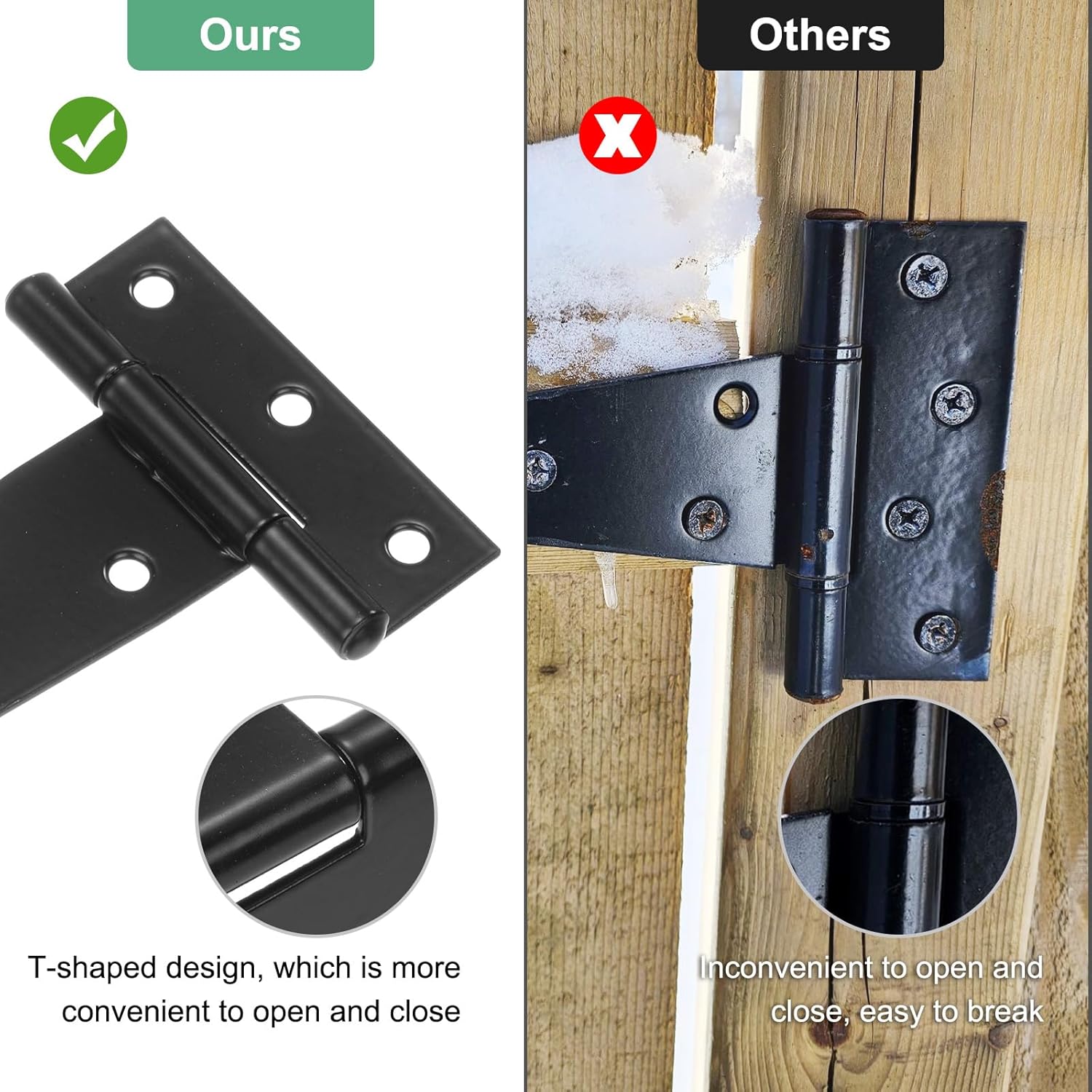2-Pack Iron T-Strap Shed Door Hinges