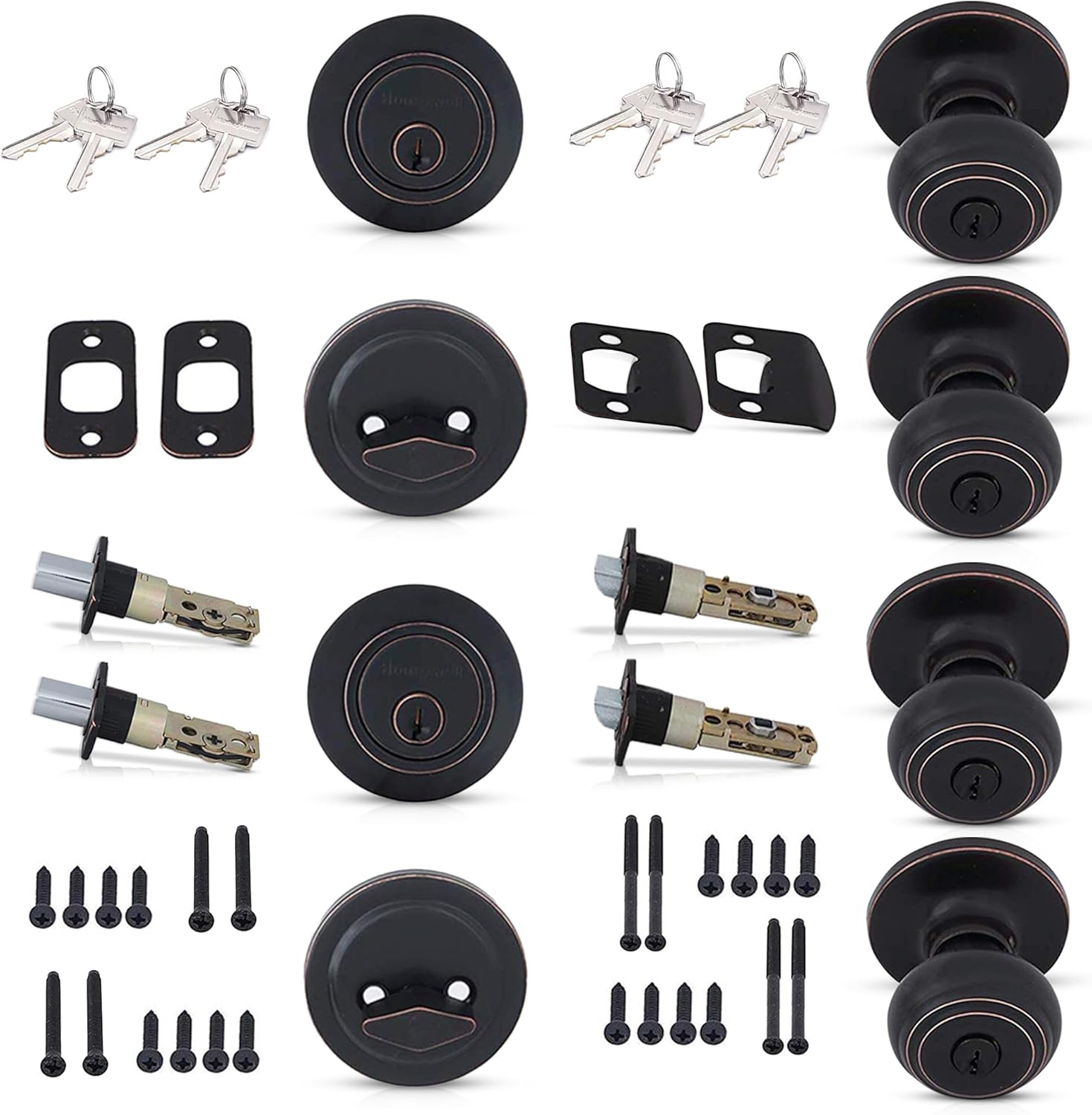Secure Front Door with Honeywell Door Knobs Deadbolt Set