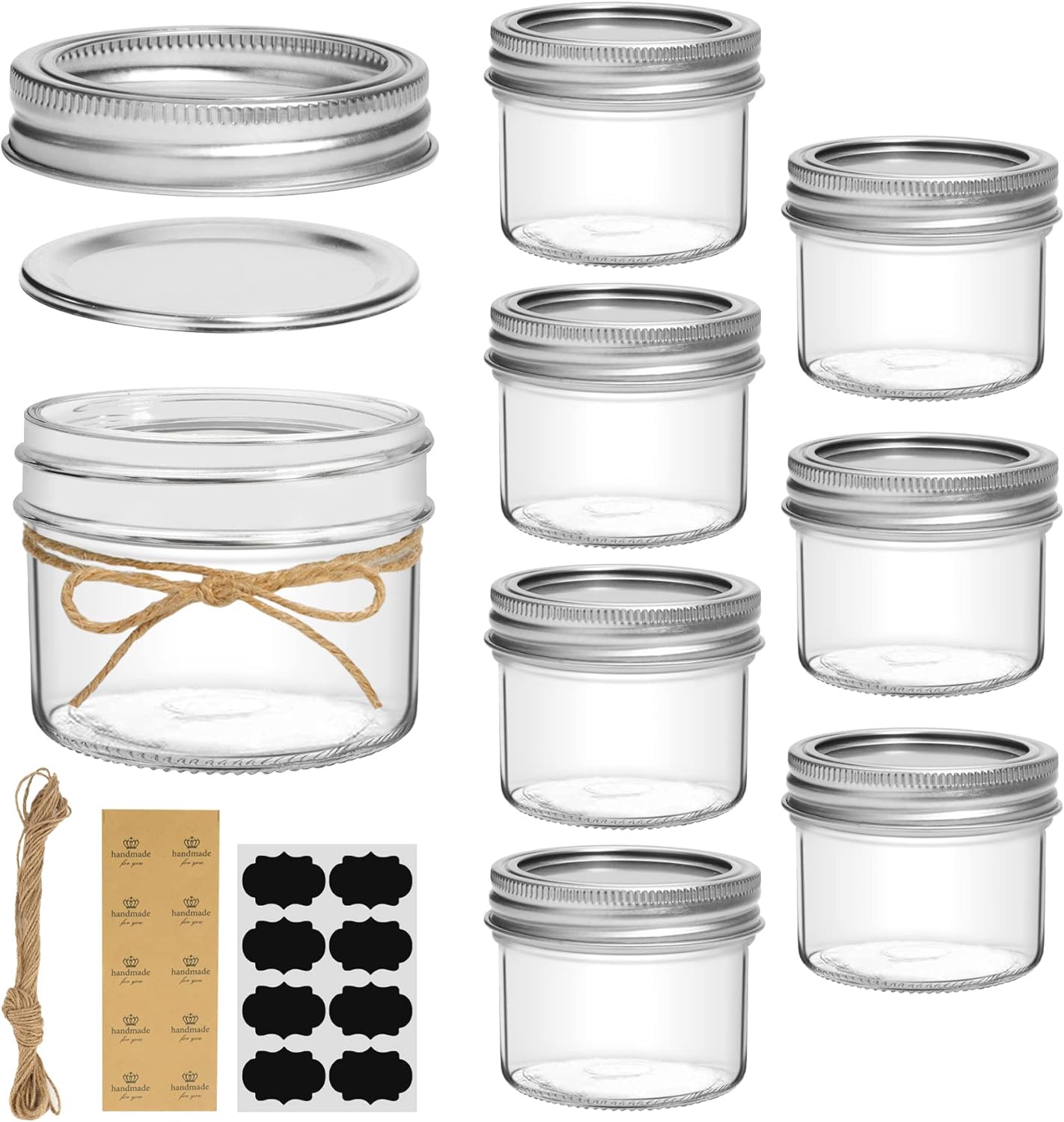 ComSaf Mini Mason Jars Set of 8 - Compact Durable