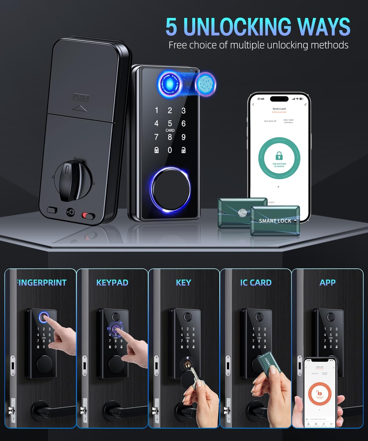 PSOS Smart Deadbolt Lock for Front Door with Keyless Entry