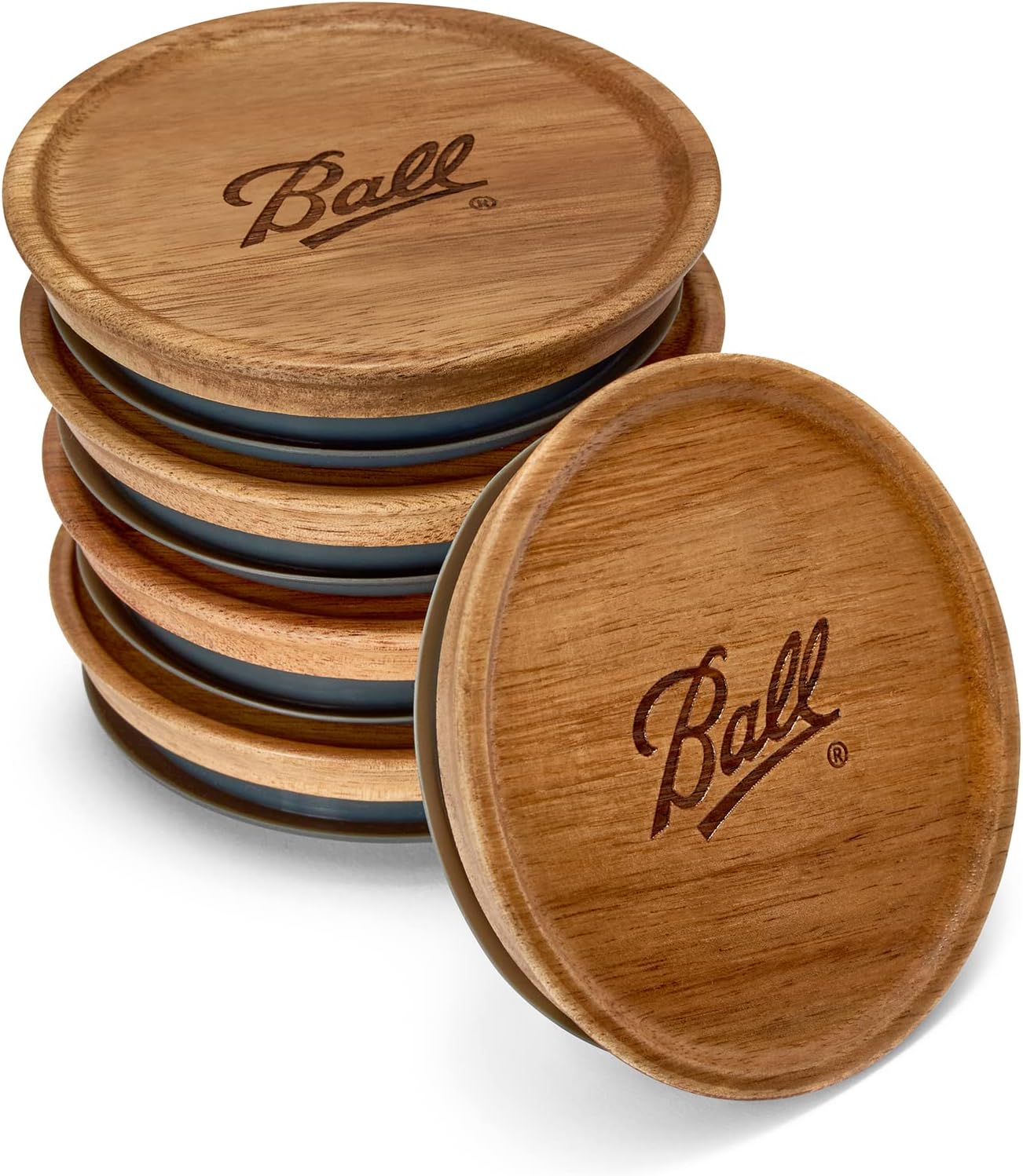 BPA-Free Acacia Wood Jar Lids - 5 Pack
