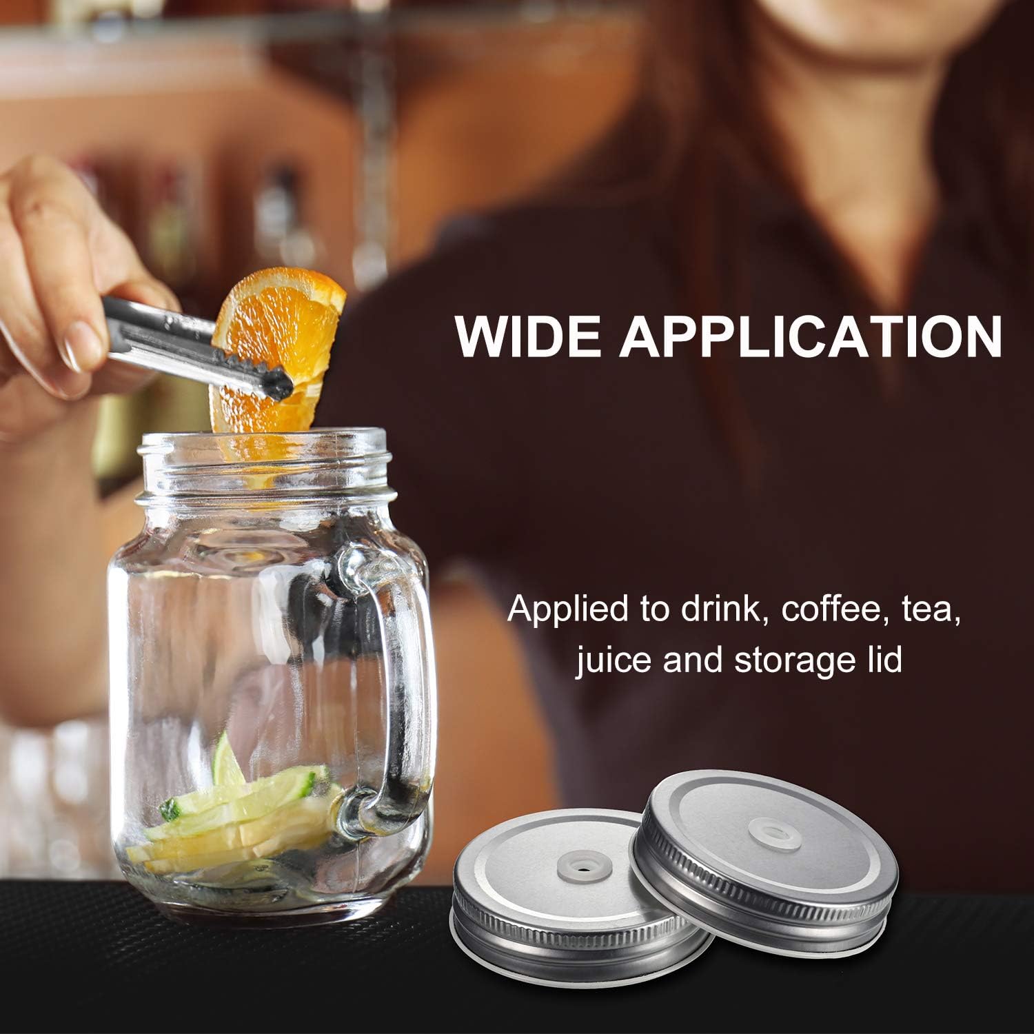 Muddle 8-Piece Metal Mason Jar Lids 27-Inch Silver Leak-Proof Reusable