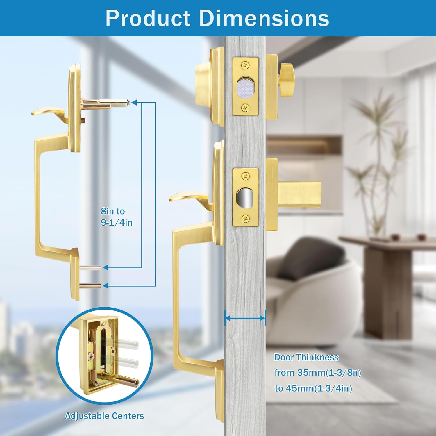 Secure Stylish Front Door Handle Set SATIN BRASS FINISH