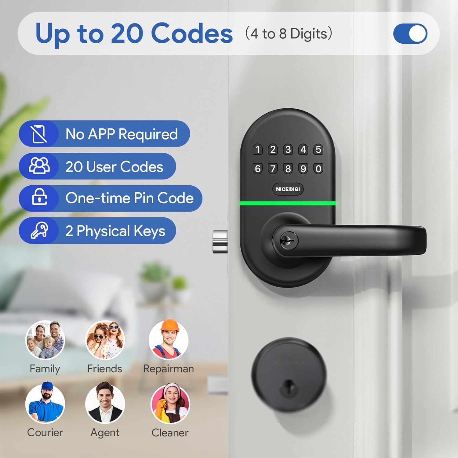 Smart Keypad Door Lock Keyless Entry for Home Car Doors