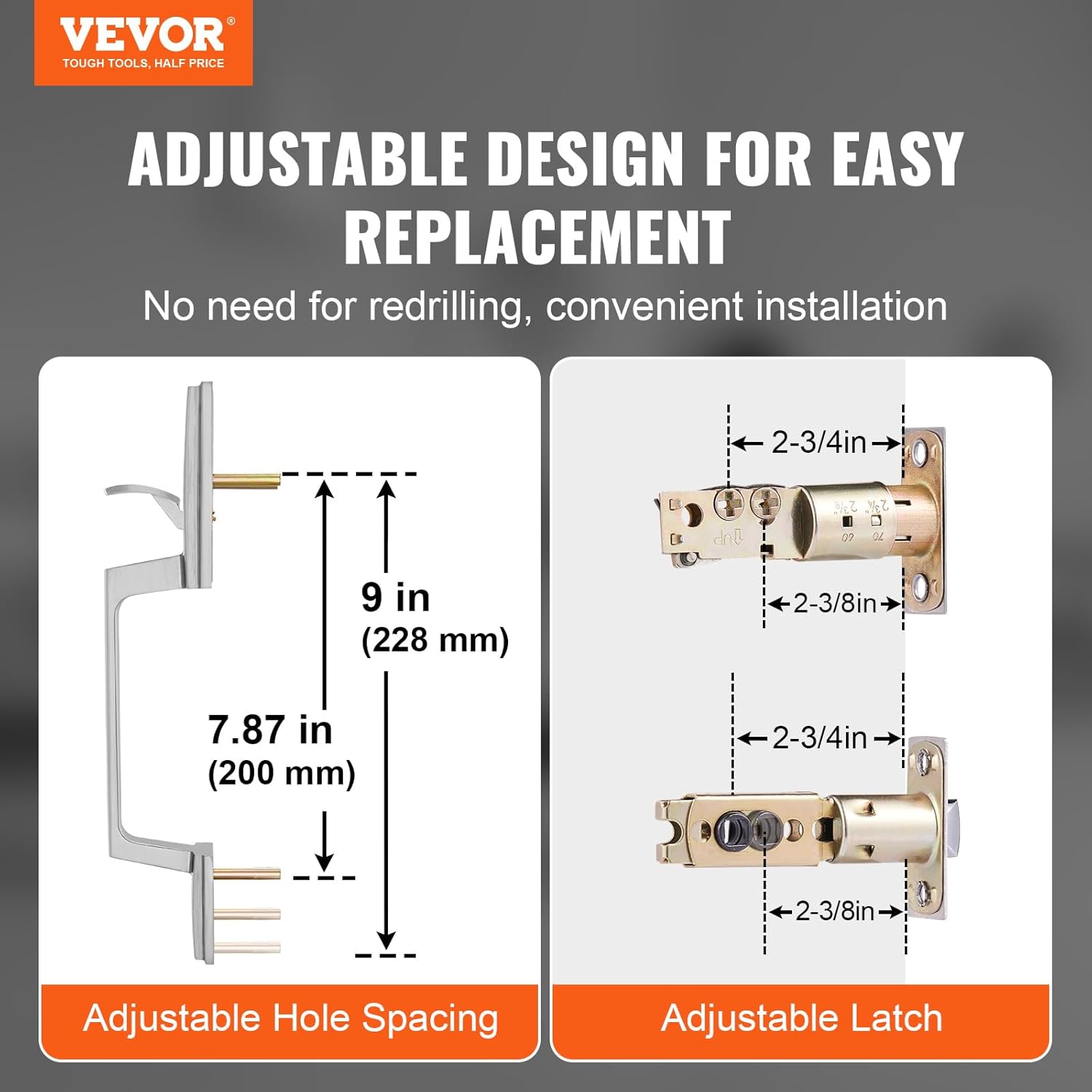 VEVOR Front Door Handle Set with Satin Nickel Hardware
