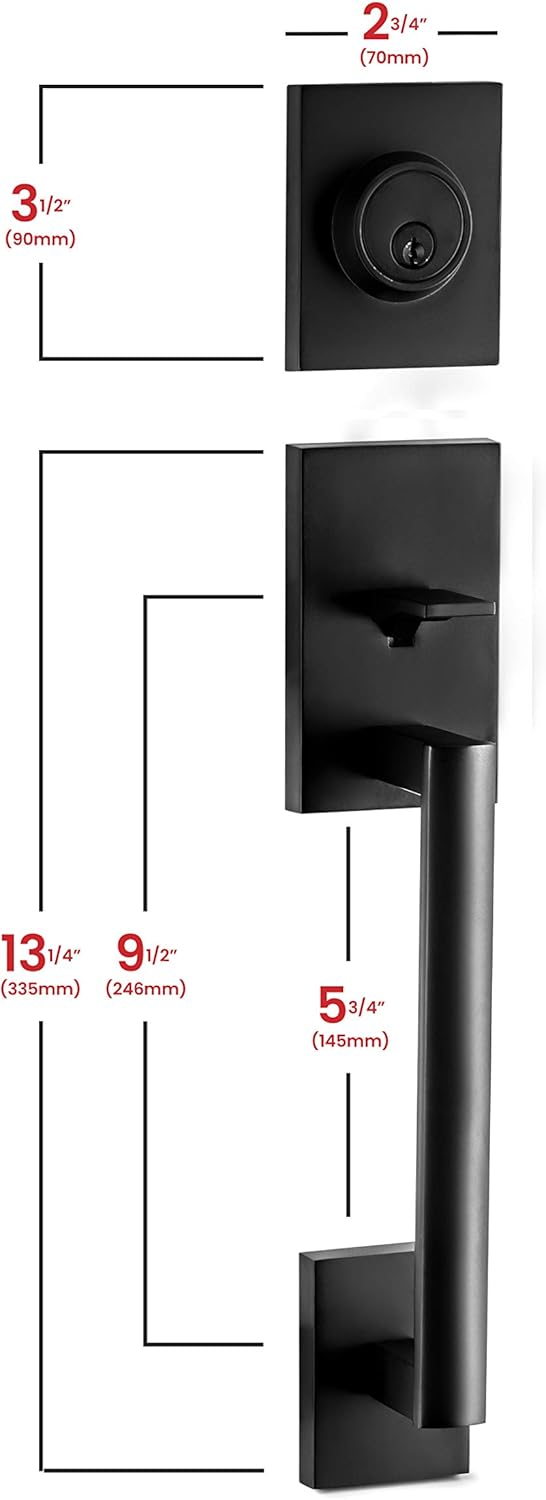 Slim Durable Front Door Handle Set