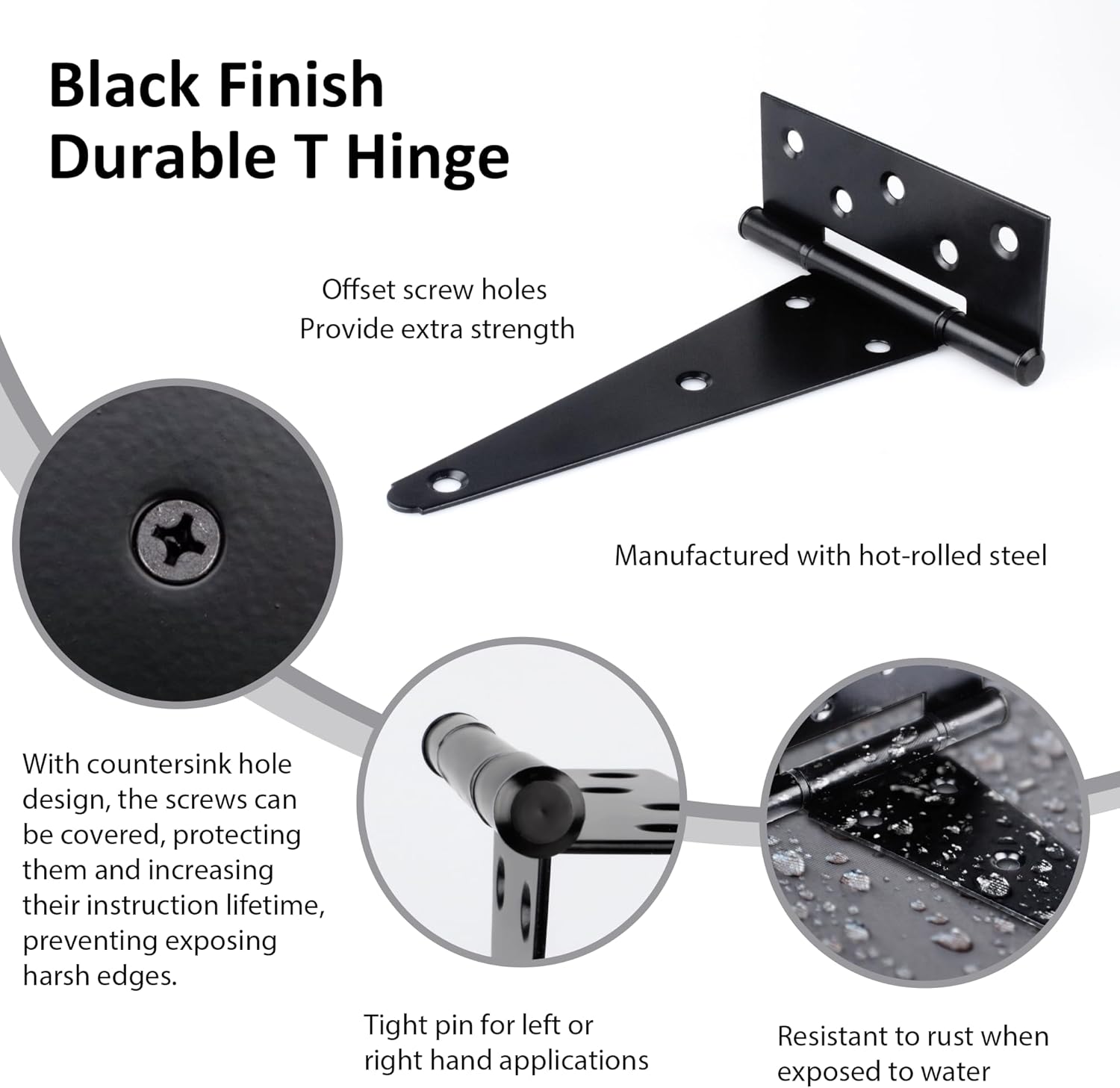 Auxdee 6-Pack 8 Rust-Resistant Durable Shed Door Hinges for Heavier Use