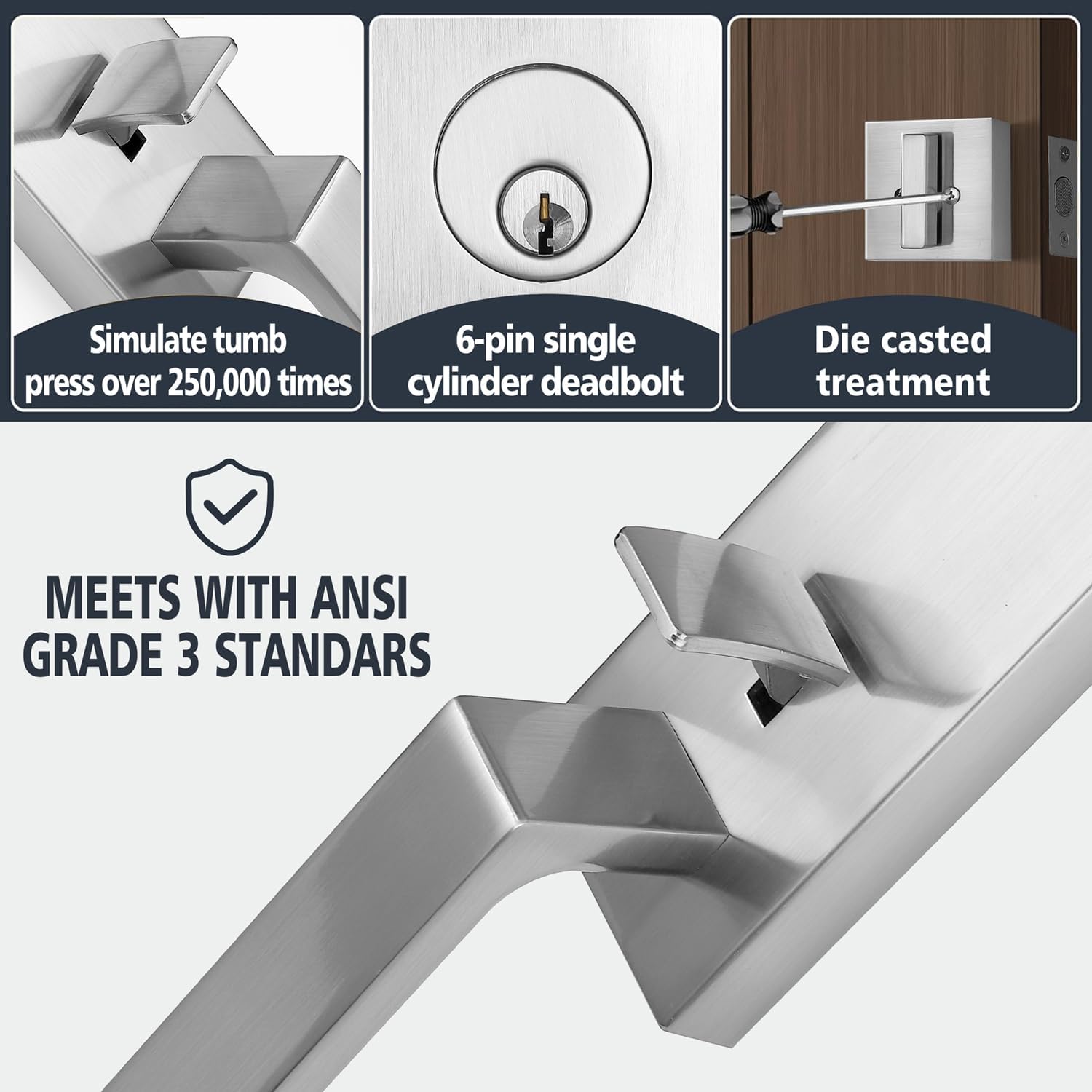 TOGU HS29D Front Door Handle and Single Cylinder Deadbolt Set