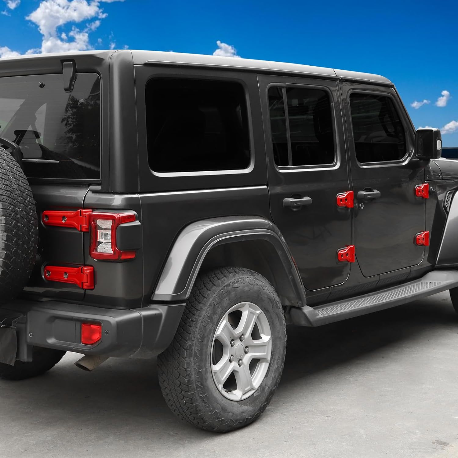 Jimen Fit Jeep Wrangler Door Hinge Cover Red 2018-2024