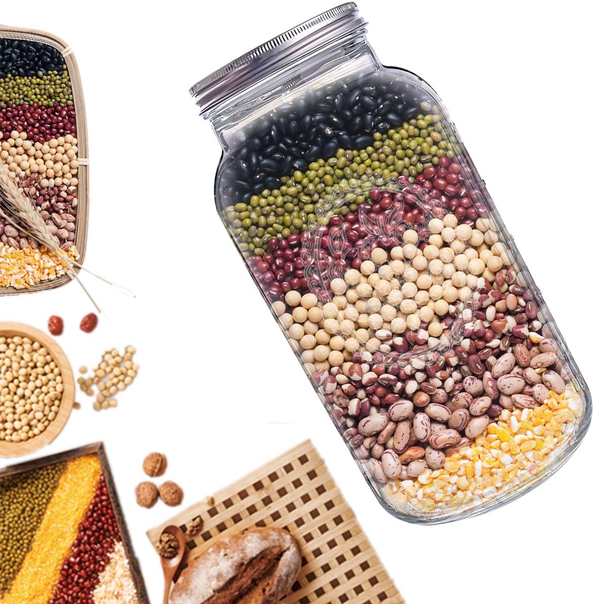 Perfect Canning Storage Preserve with ElegantTime 128 oz Mason Jars