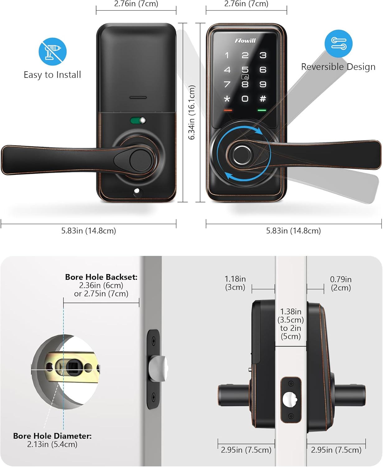 Zowill Smart Door Lock with Fingerprint Entry