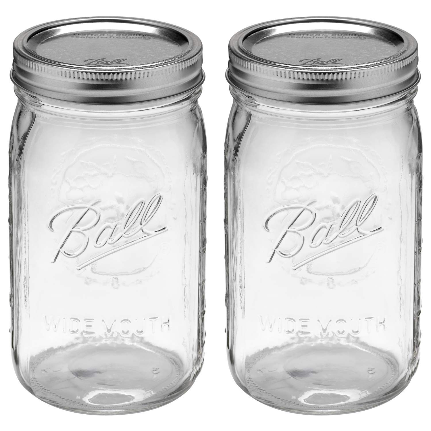 Ball Wide Mouth Quart Mason Jars 32-Ounces 2 Jars