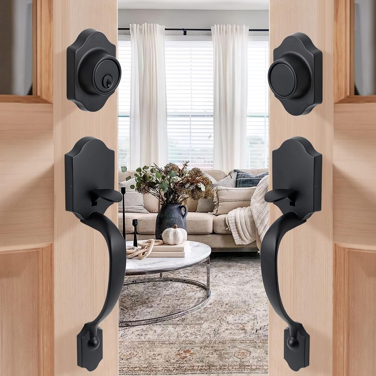 Upgraded Entry Door Lock Set with Matte Black Finishes