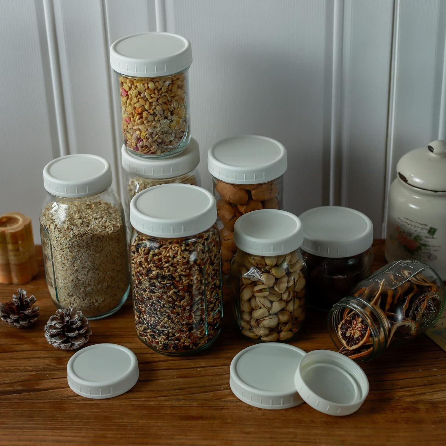 Wide Mouth Mason Jar Lids with Silicone Rings for Ball Jars