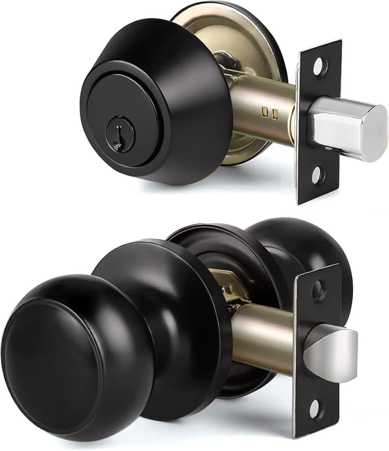 CML Hardware Deadbolt Door Lock and Passage Knob Set