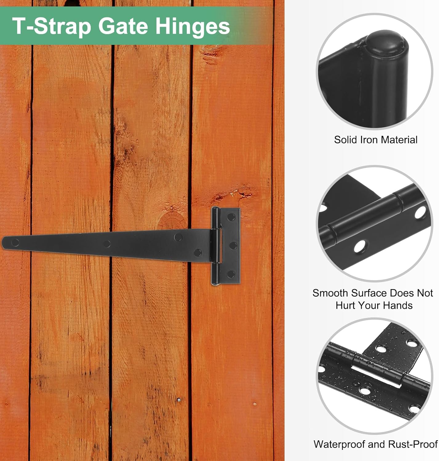 2-Pack Iron T-Strap Shed Door Hinges