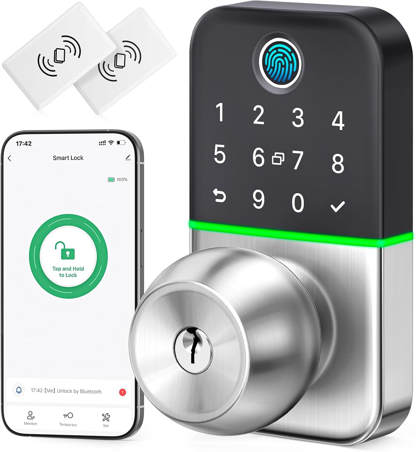 Smart Door Lock with fingerprint app entry weather-resistant