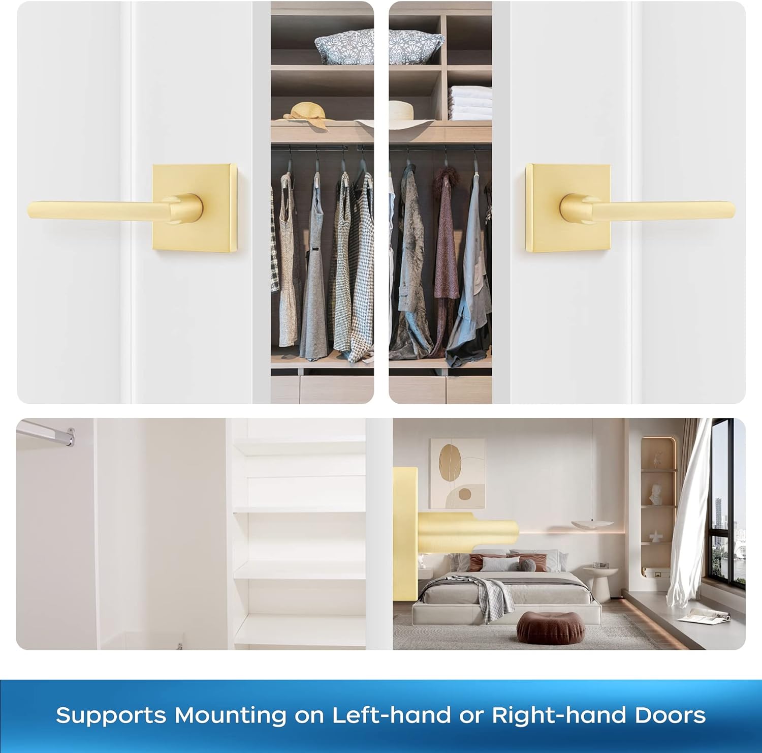 10-Piece Set of Leydebong Dummy Door Handles in Satin Brass