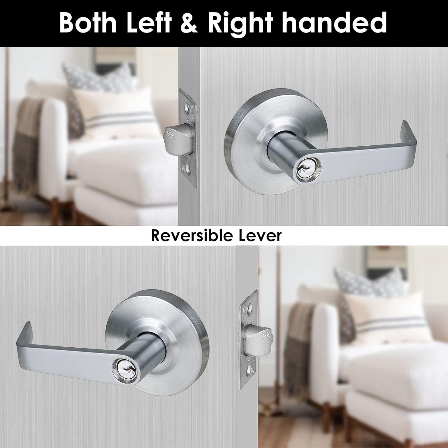 Heavy Duty Commercial Door Lock SATIN Chrome Finish ADA Compliant