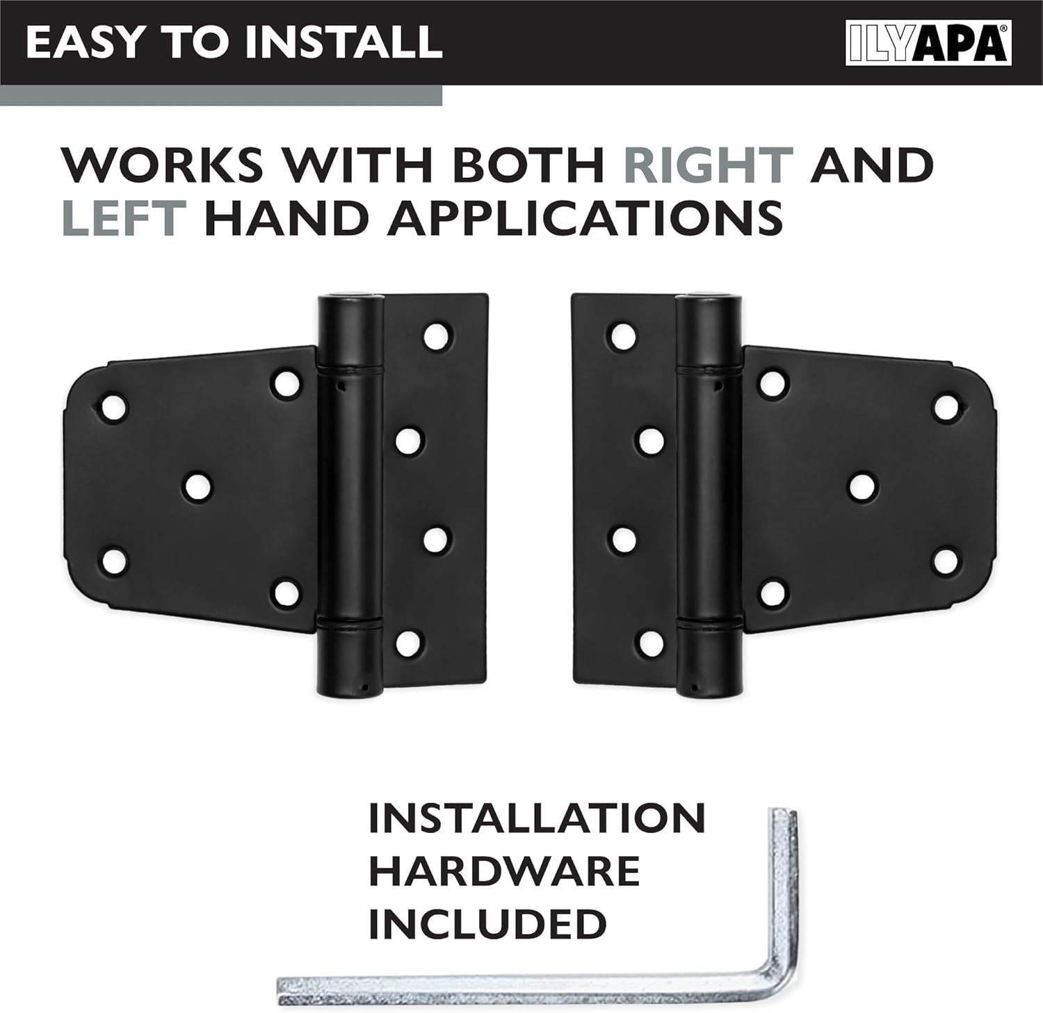 Ilyapa 4-Piece Heavy Duty Self-Closing Shed Door Hinges Black Square