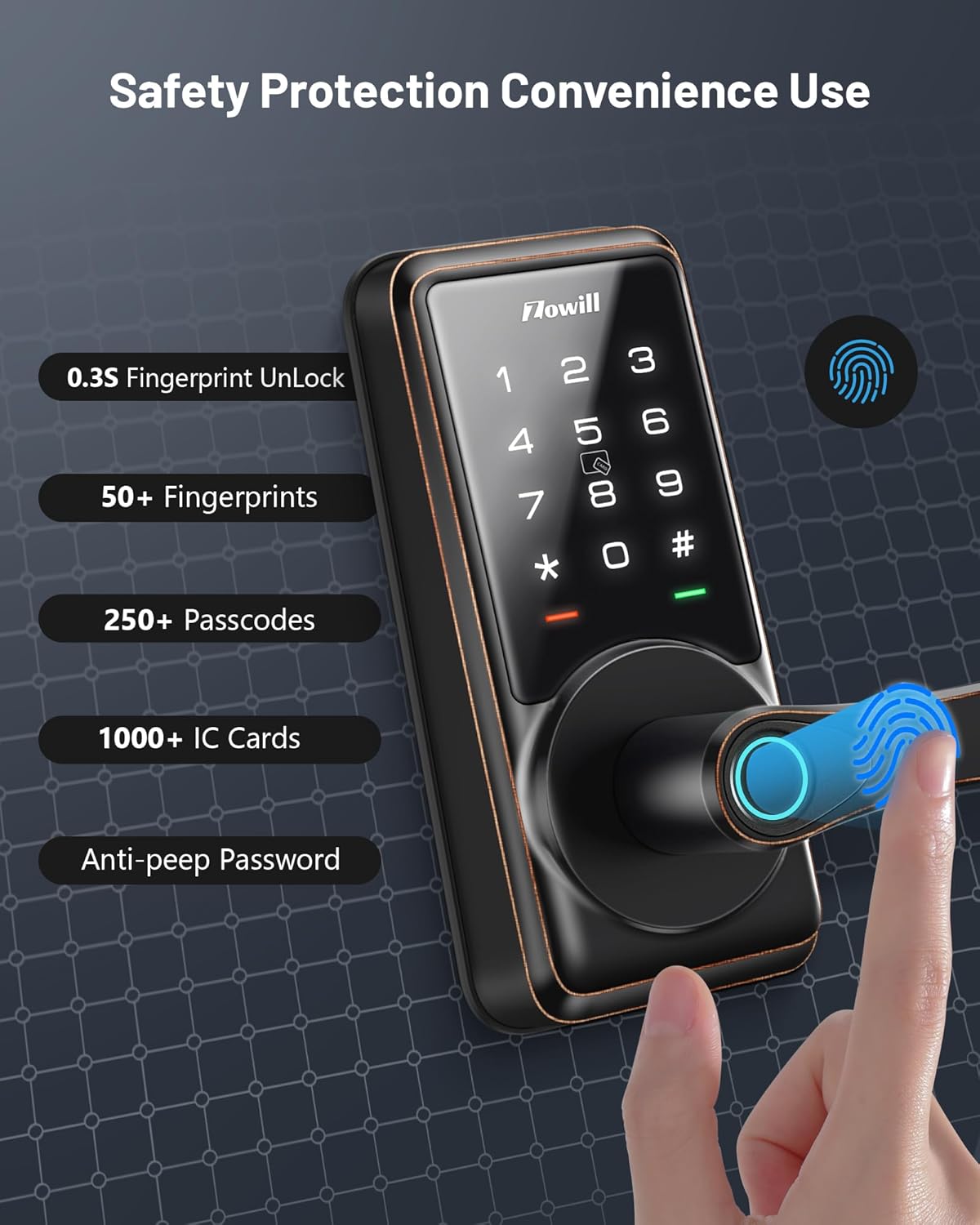 Zowill Smart Door Lock with Fingerprint Entry