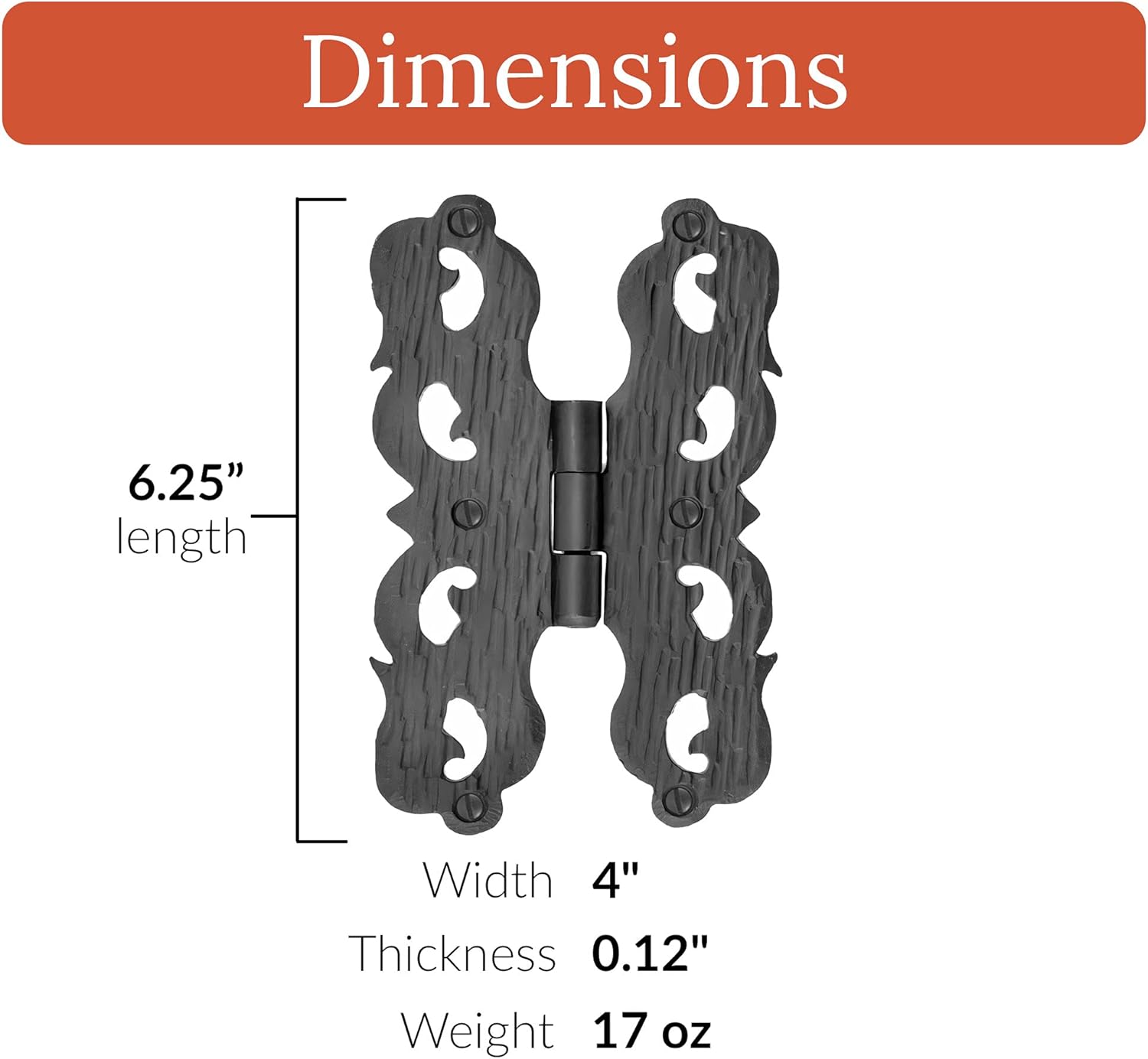 2-Pack Rustic Black Wrought Iron Door Hinges
