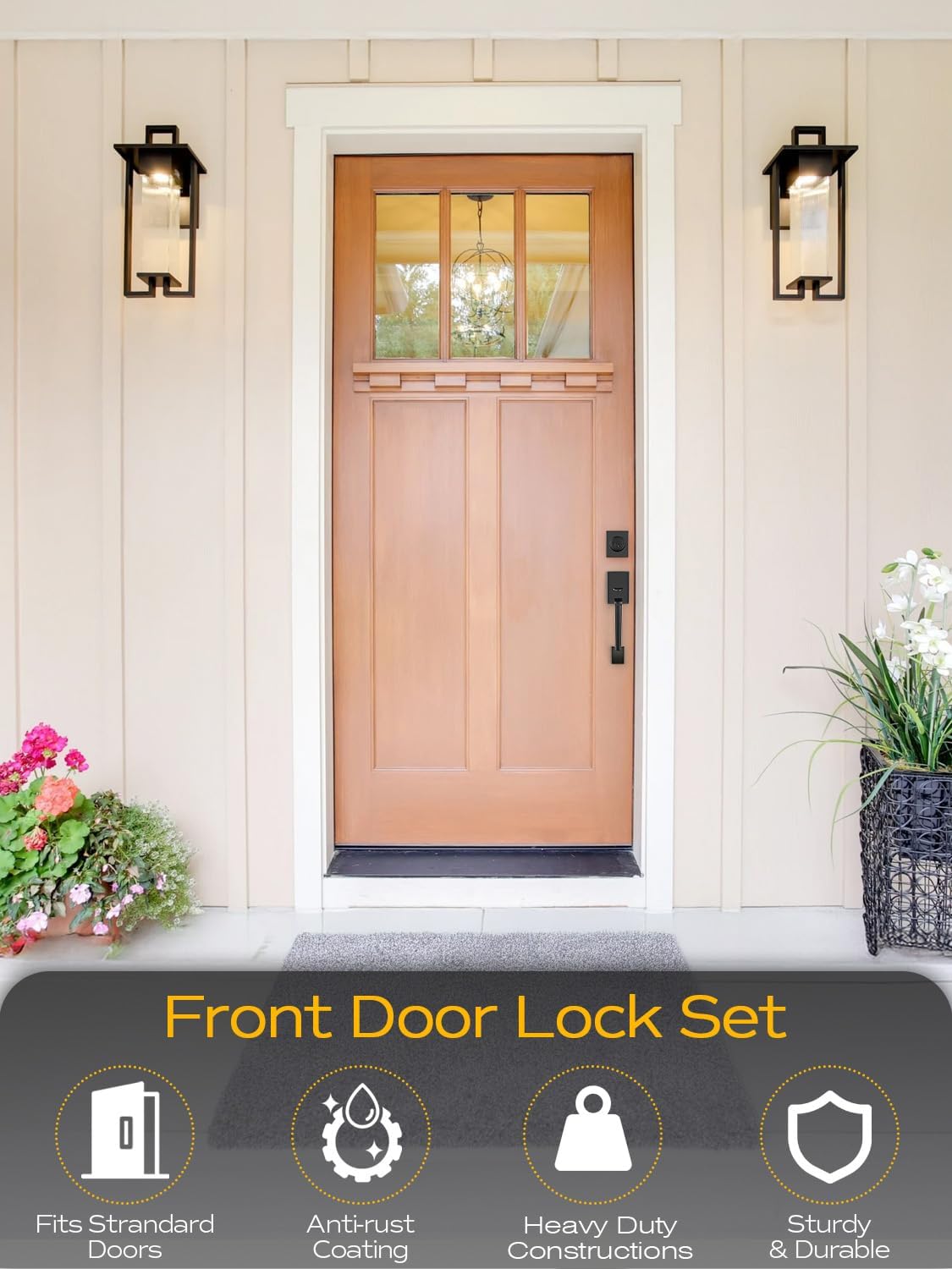 Front Door Handle Set with Deadbolt