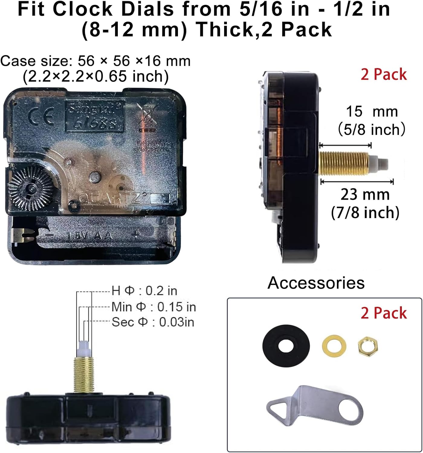 EMOON 2-Pack Wall Clock Mechanism Kit