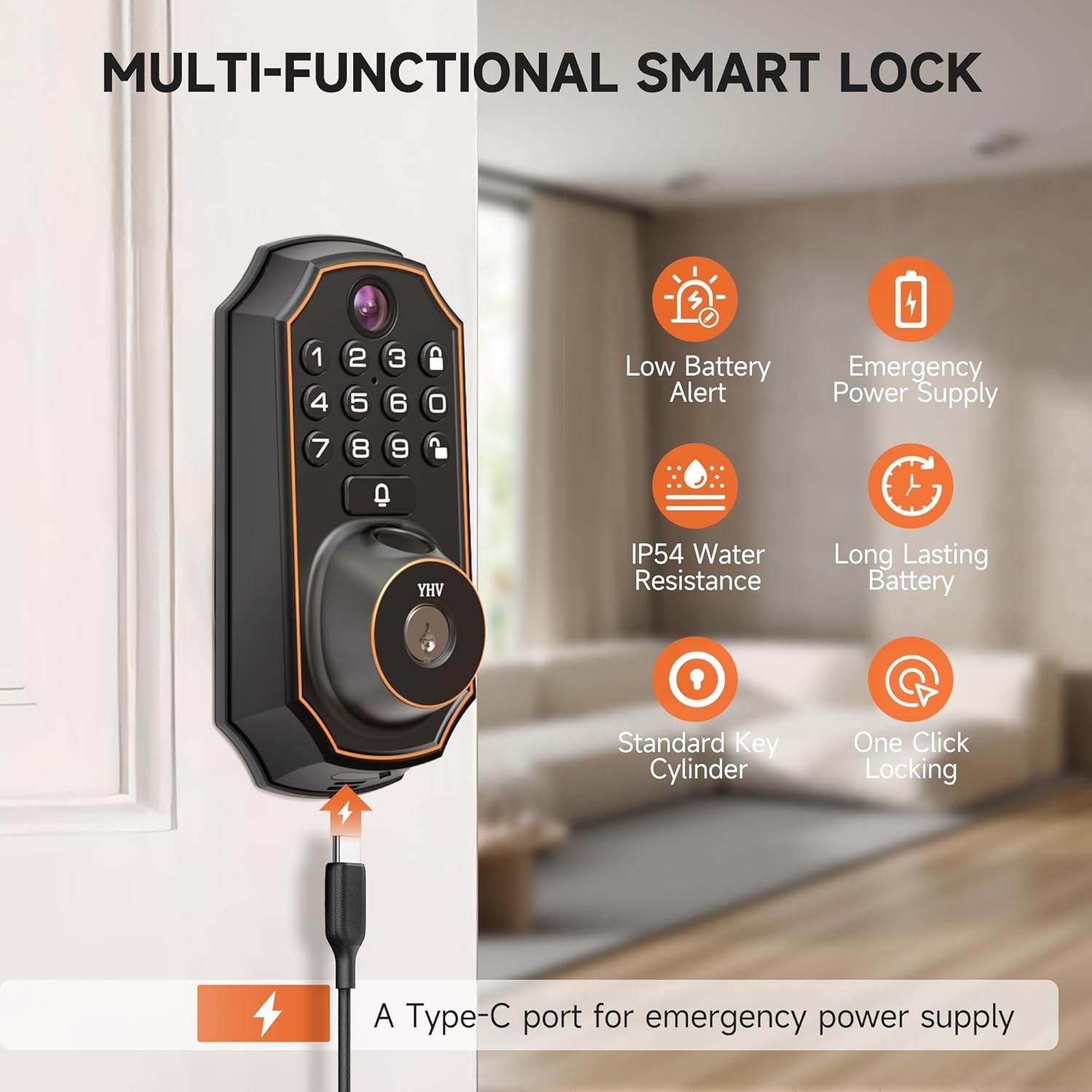 YHV Smart Door Lock with Fingerprint Wi-Fi Door Unlock System