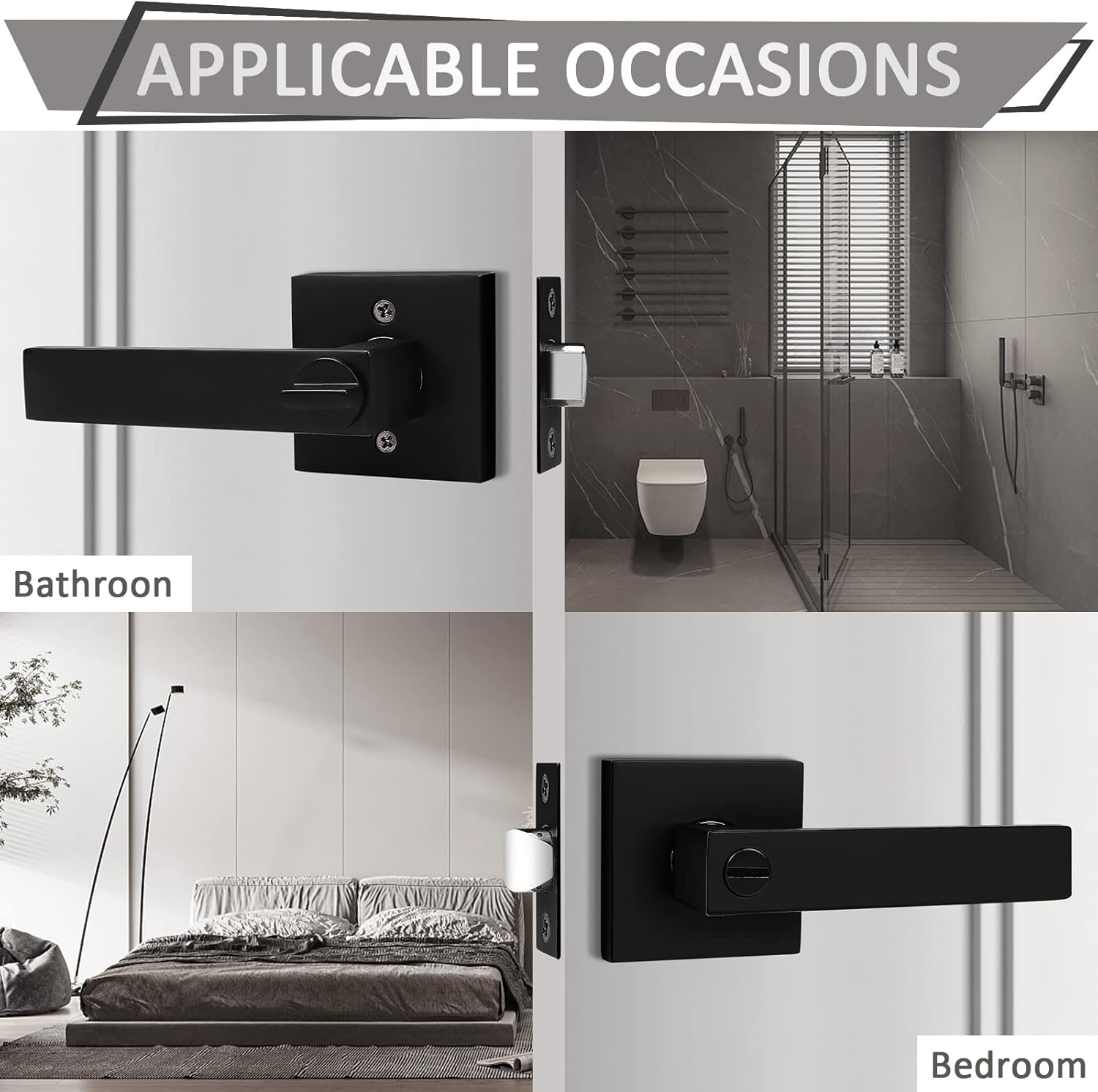 Privacy Door Lock Caps for Bedroom Bathroom with Black Finish
