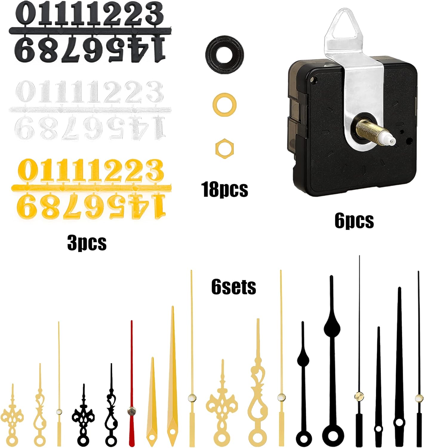 6-Piece Numerals Kit for Wall Clocks