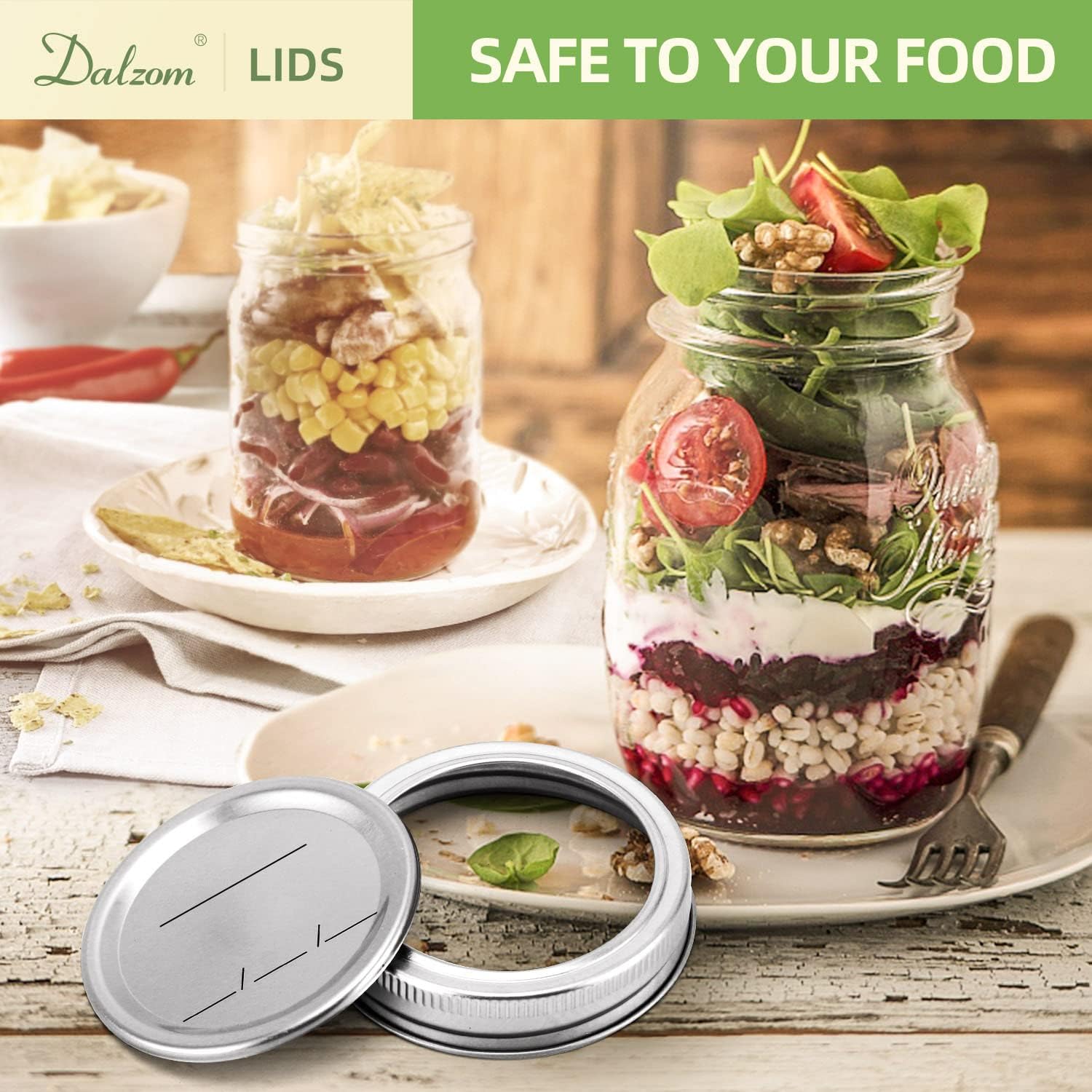 Canning Lids with Rings for Mason Jars 48-Piece Set