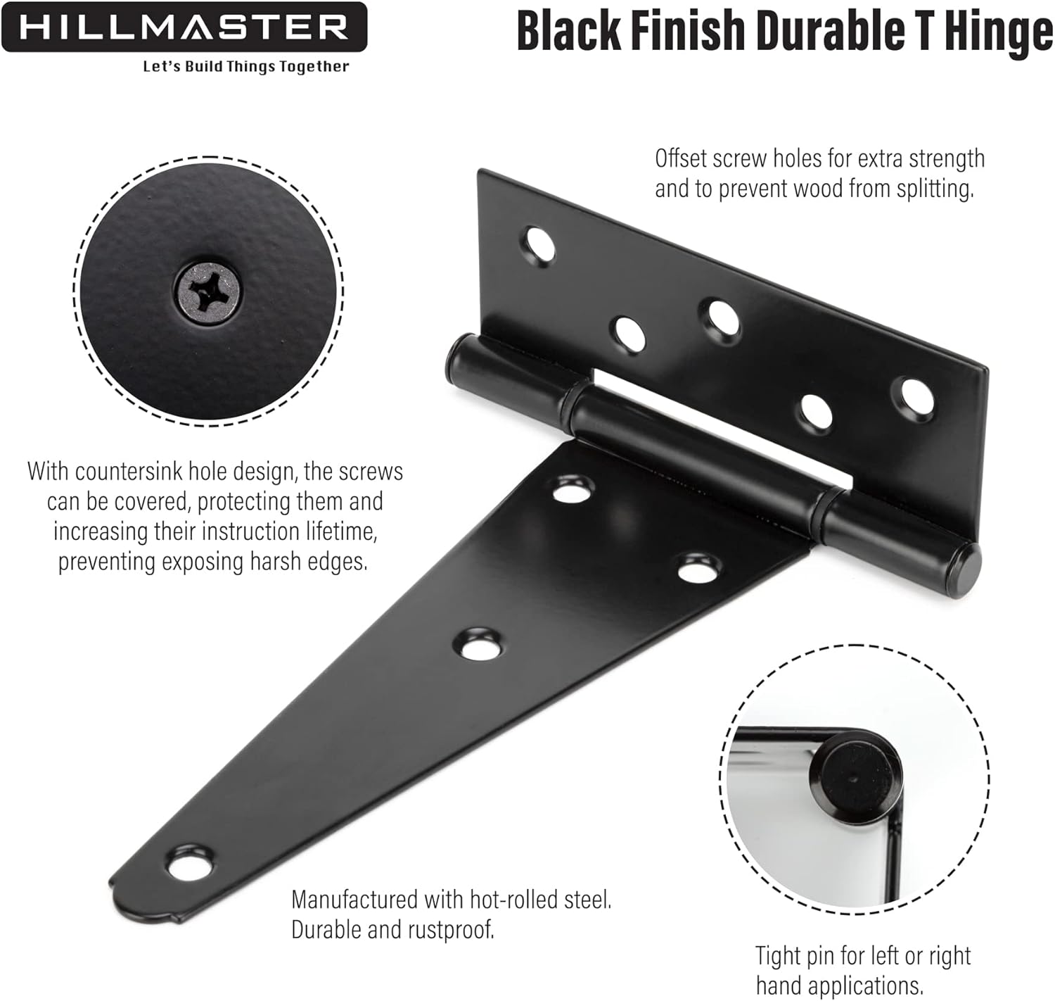 Strong Rust-Resistant T-Strap Hinges for sheds and Barn Doors