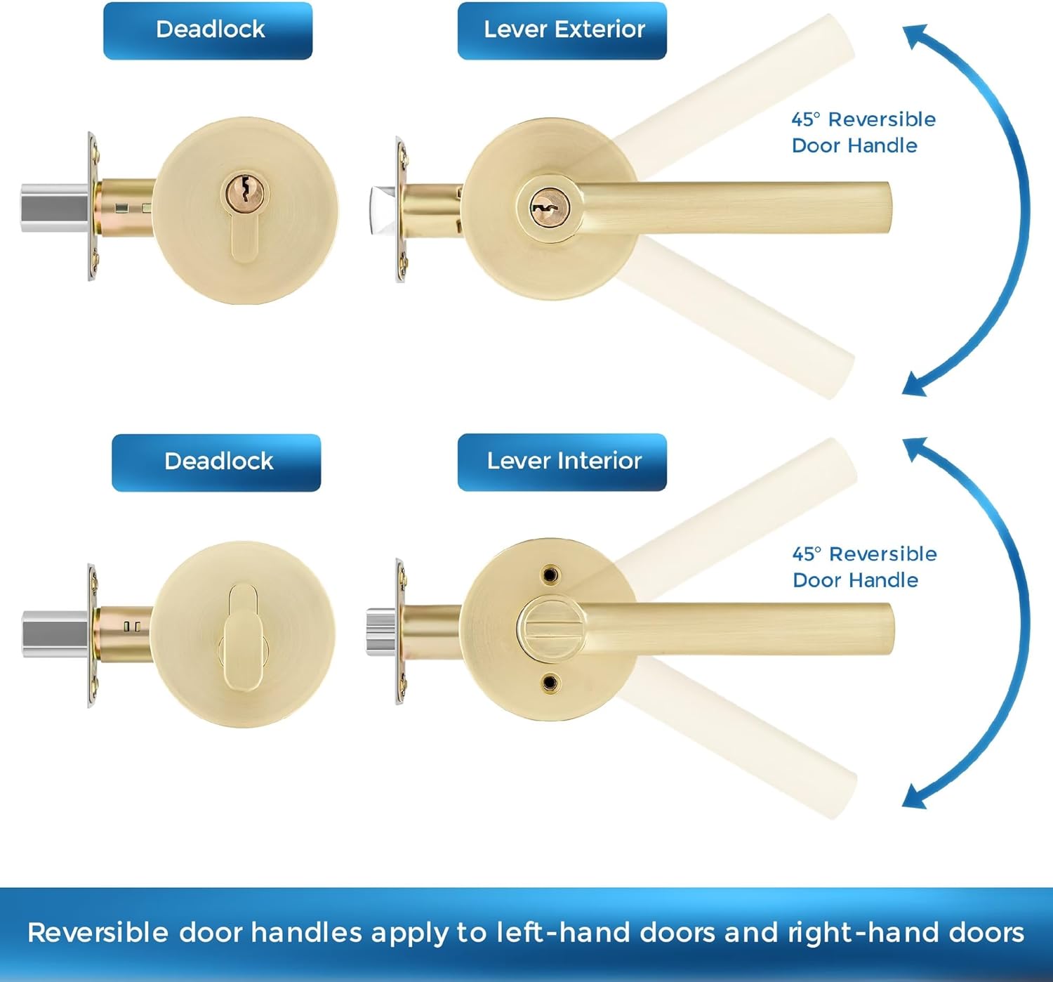 Secure Gold-Plated Door Handle Set