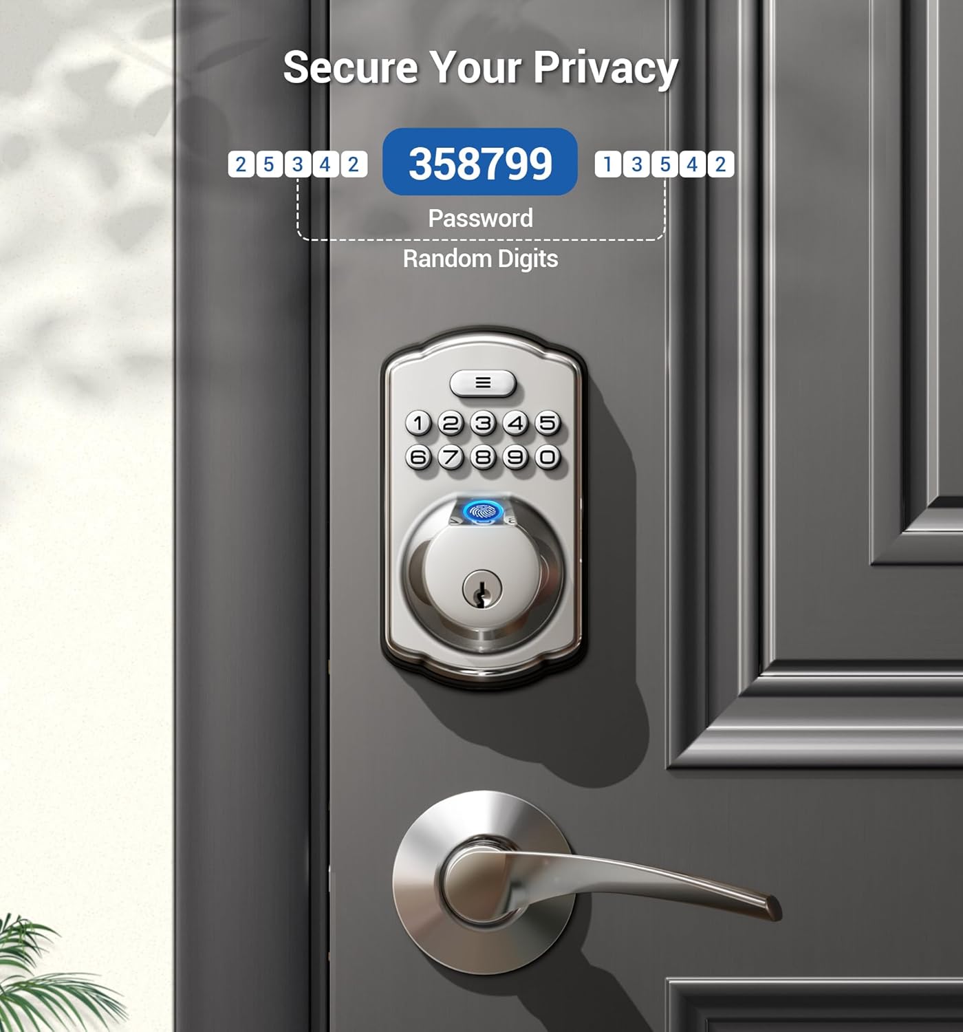 Fingerprint Entry Door Lock with Ledges and Smart Security
