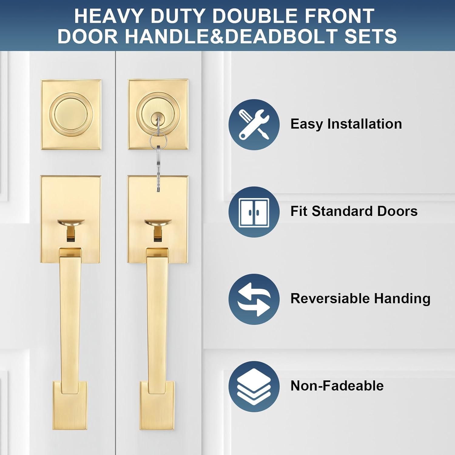 Haidms Gold Door Lock Set Durable Secure