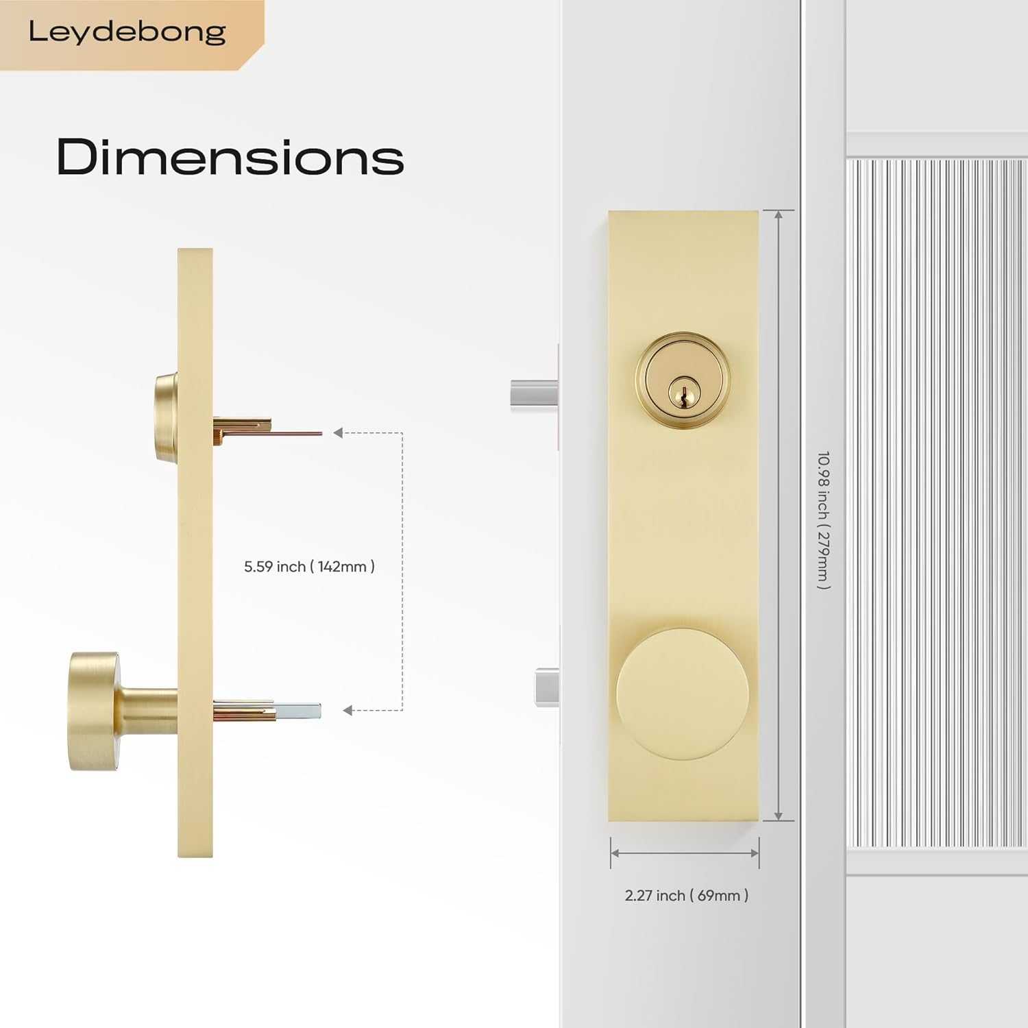 Leydebong Front Door Lock Set - SATIN BRASS