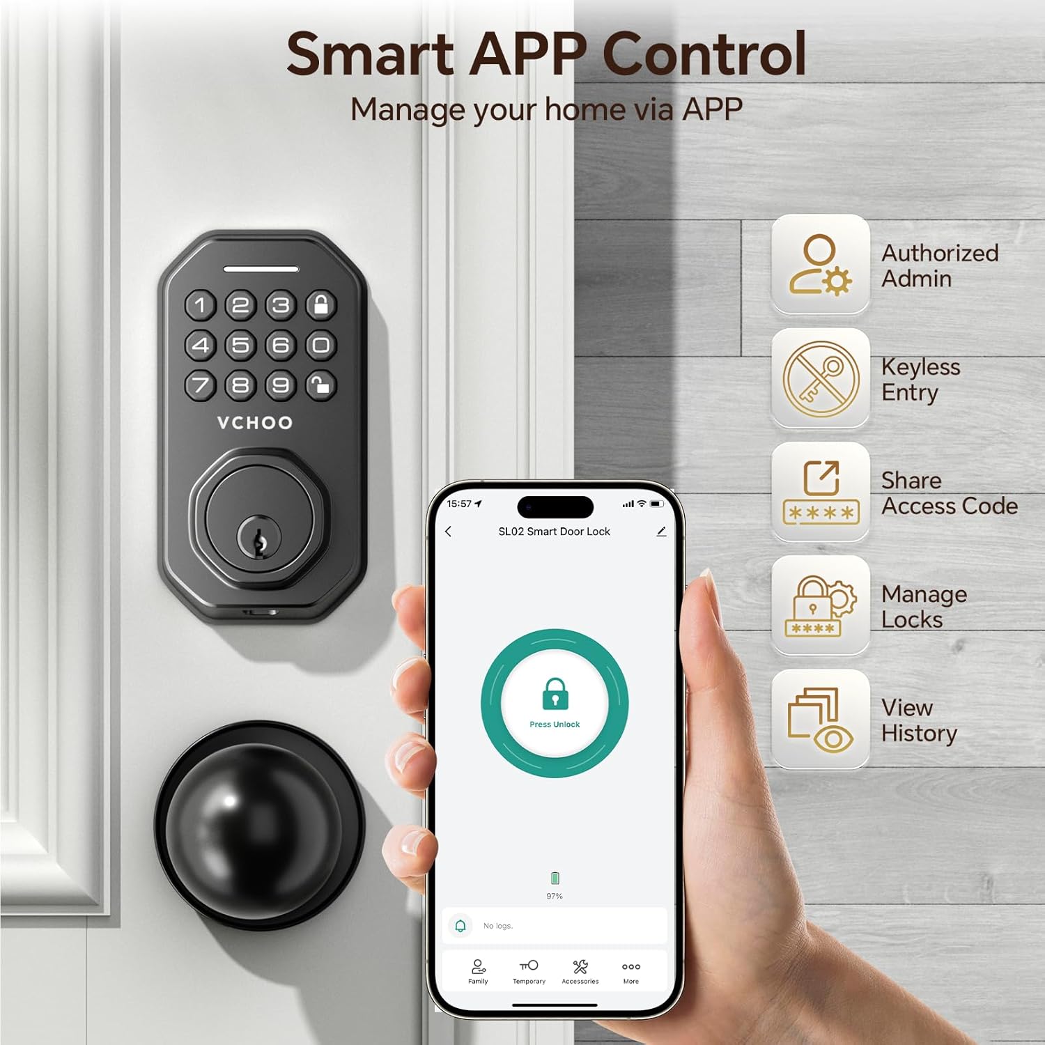 Keyless Entry Door Lock with Handle for Smart Security