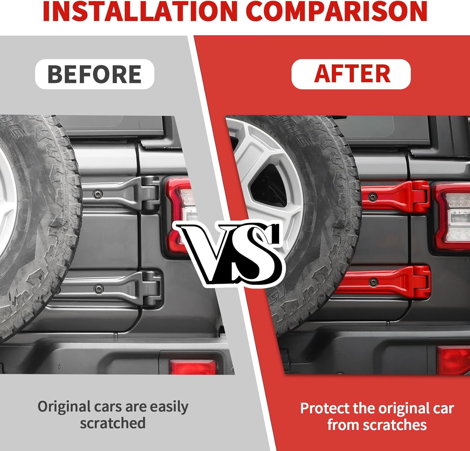 Jimen Fit Jeep Wrangler Door Hinge Cover Red 2018-2024