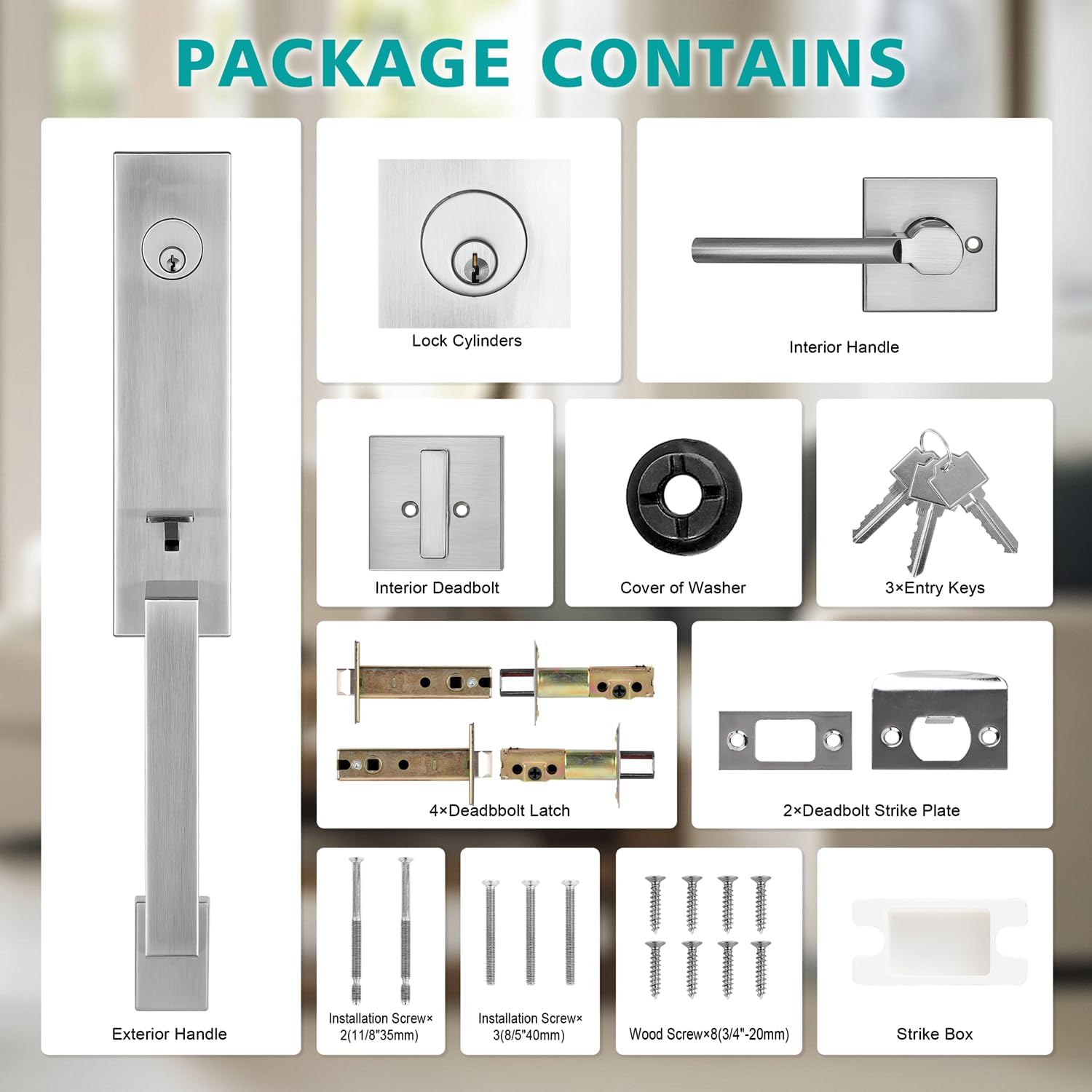 TOGU HS29D Front Door Handle and Single Cylinder Deadbolt Set