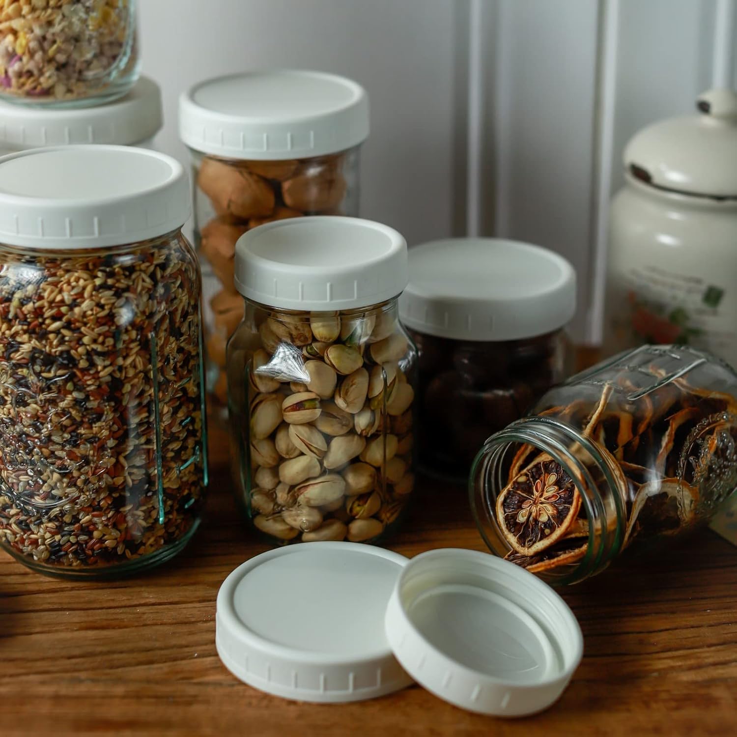 Wide Mouth Mason Jar Lids with Silicone Rings for Ball Jars