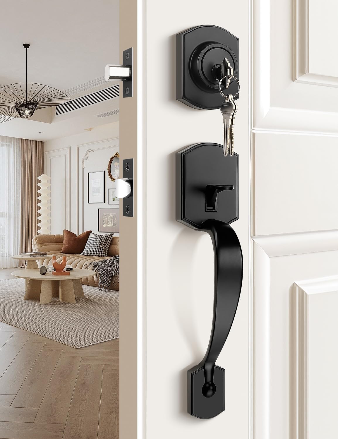 Tinewa Front Door Handle Set with Deadbolt Replacement