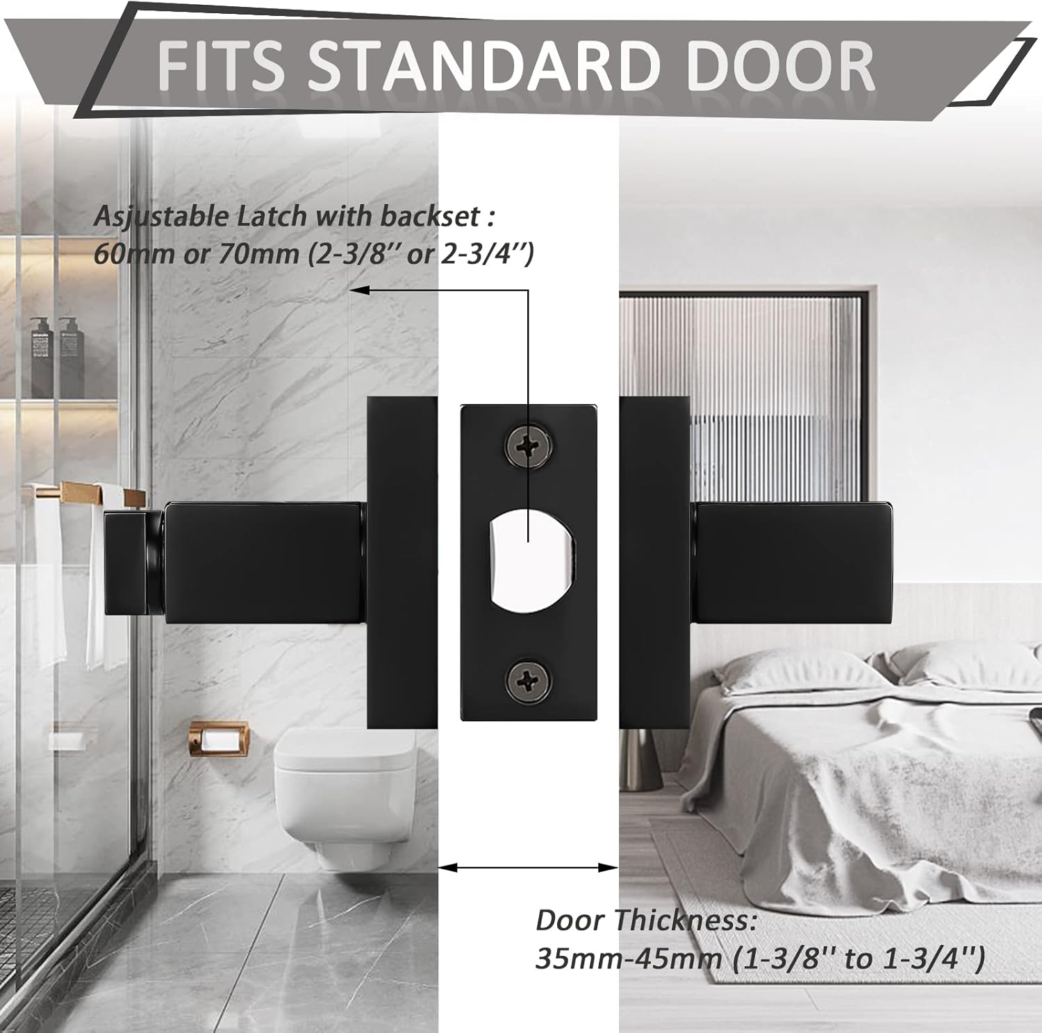 Privacy Door Lock Caps for Bedroom Bathroom with Black Finish