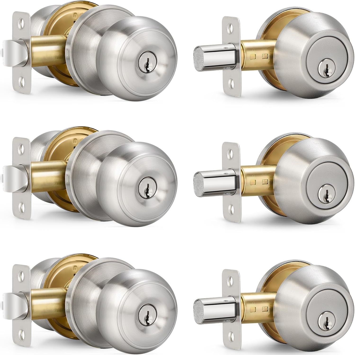High-Quality 3-Set Entry Door Knob and Deadbolt Combo