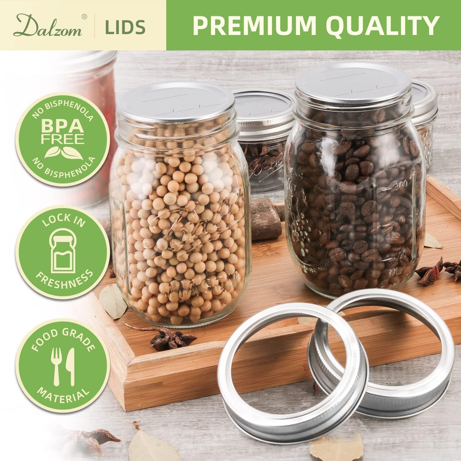 Canning Lids with Rings for Mason Jars 48-Piece Set